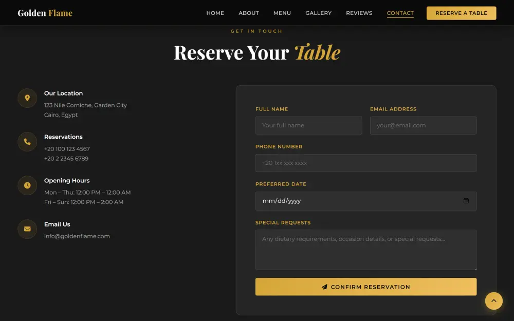 تصميم صفحة هبوط احترافية وسريعة للمطاعم (Landing Page Design)