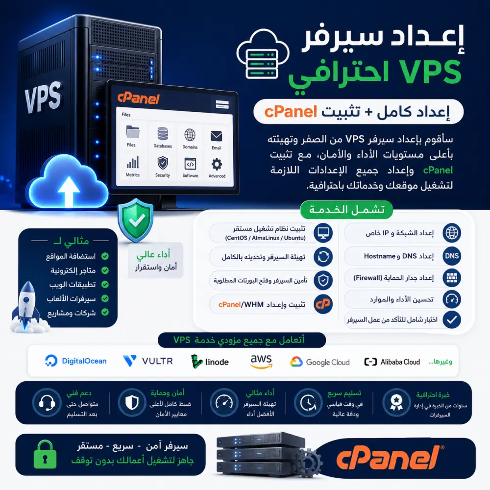 إعداد وتجهيز سيرفر VPS كامل وتركيب cPanel باحترافية