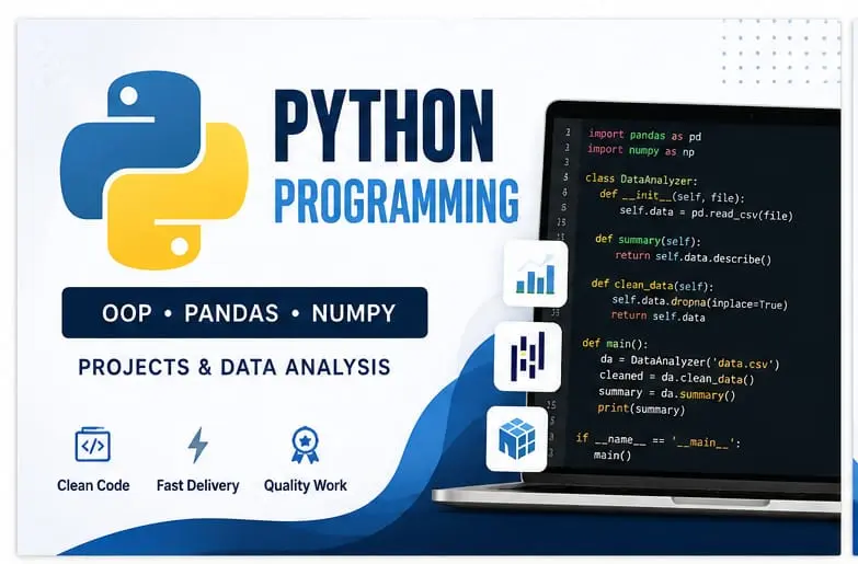 سأقوم ببرمجة وتطوير سكريبتات Python لمعالجة البيانات وأتمتة المهام