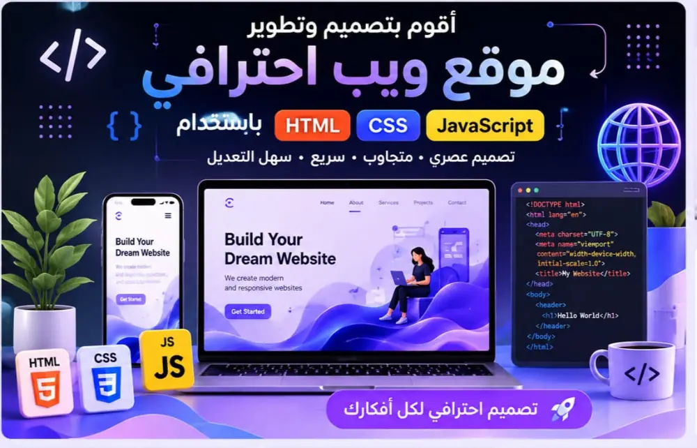 سأقوم بتصميم وتطوير صفحة ويب احترافية ومتجاوبة باستخدام HTML وCSS وJavaScript