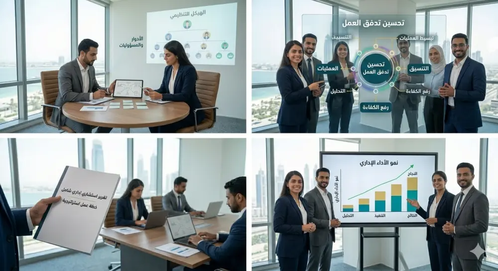 استشارات إدارية لتنظيم الهيكل الإداري وتحسين كفاءة العمل في الشركات