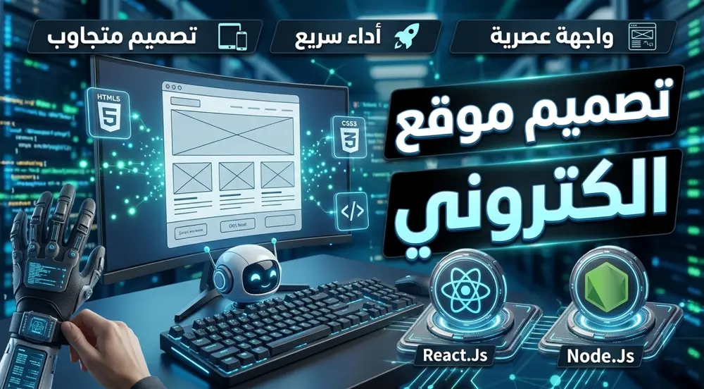 تصميم وتطوير موقع الكتروني متجاوب برمجة خاصة NodeJs