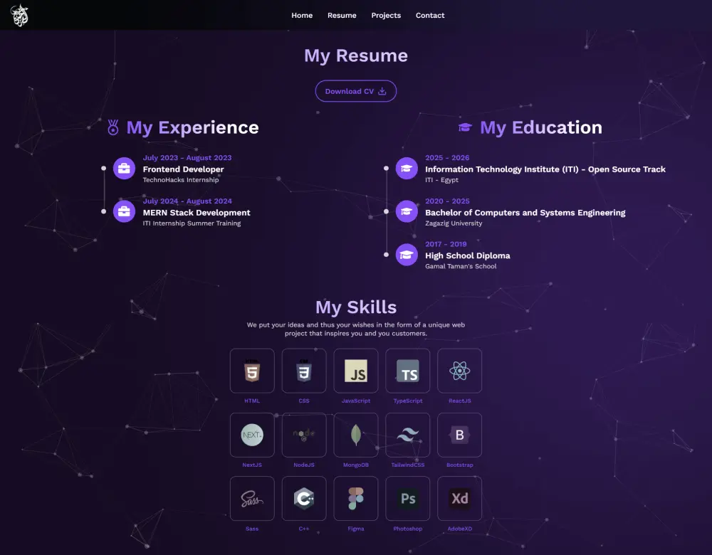 تصميم صفحة شخصية portfolio احترافية و ديناميكية متجاوبة