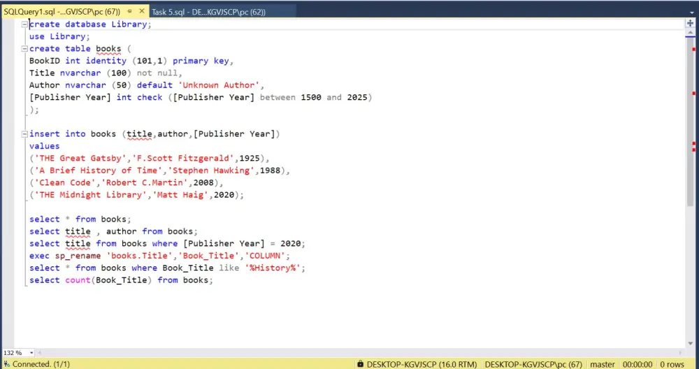 بناء هيكل قاعدة بيانات متكامل باستخدام SQL.