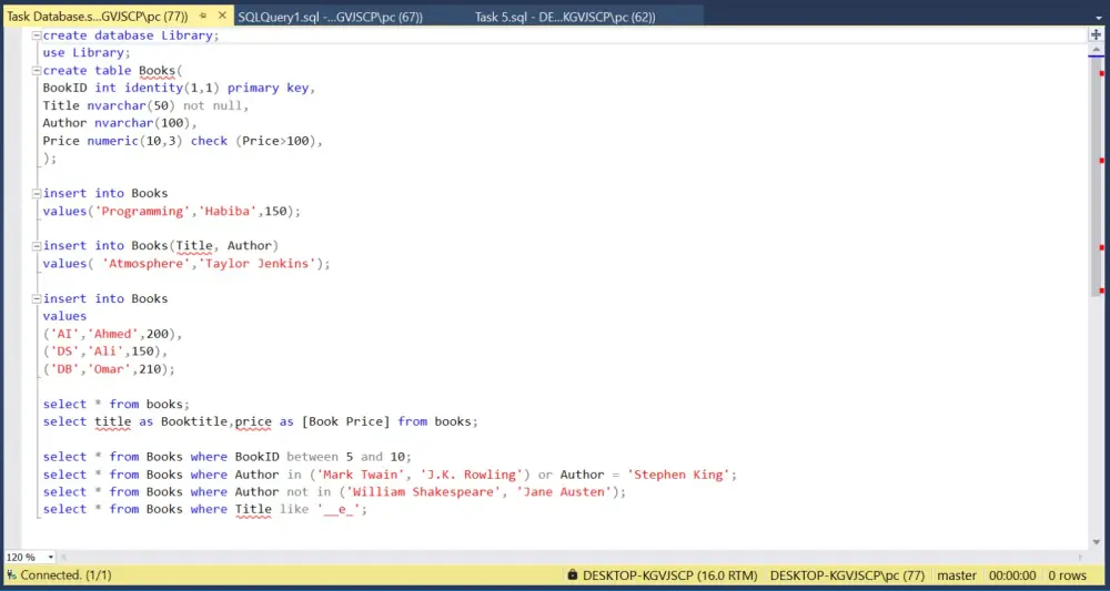بناء هيكل قاعدة بيانات متكامل باستخدام SQL.