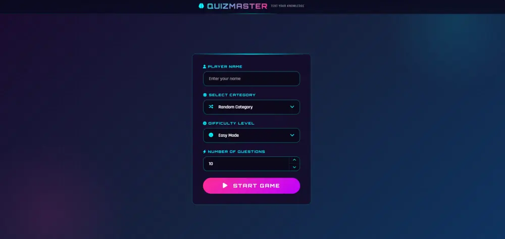 تصميم لعبة Quiz تفاعلية احترافية (Web App) بتصميم عصري