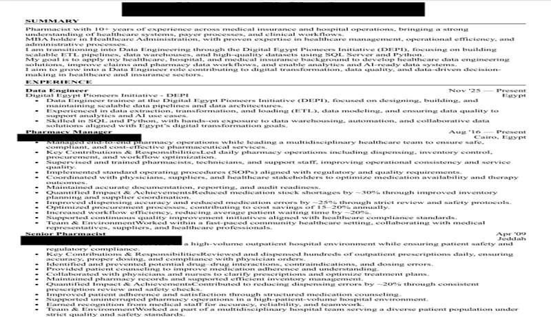 تصميم وتطوير سيرتك الذاتية CV بمنظور هندسي وتقني متطور