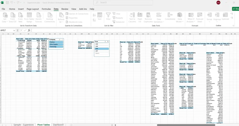تحليل وتنظيف بيانات بواسطة اكسيل (Excel) وإنشاء داشبورد تفاعلي
