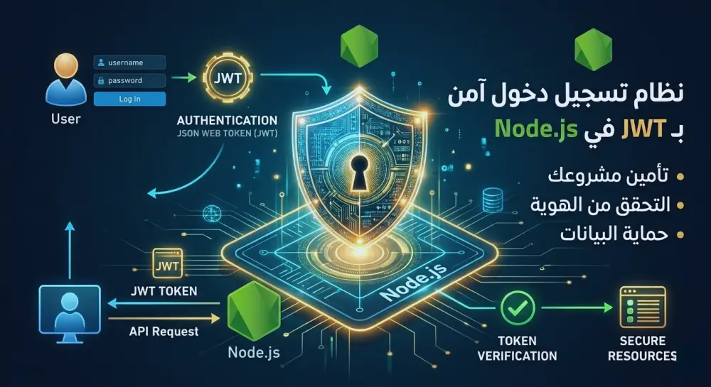 سأقوم بإضافة نظام تسجيل دخول آمن باستخدام JWT داخل مشروع Node.js