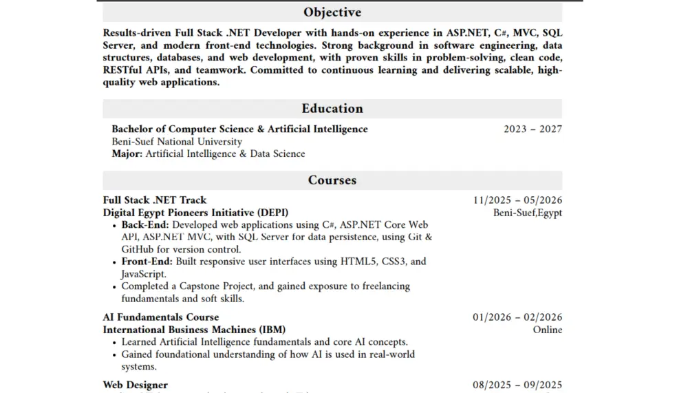 كتابة سيرة ذاتية احترافية (ATS) باللغة العربية أو الإنجليزية