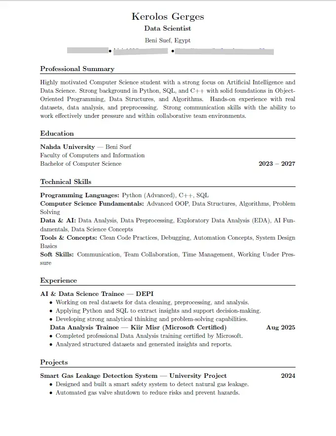 تصميم سيرة ذاتية مطابقة لمعاييرATS باللغة العربيةوالانجليزية