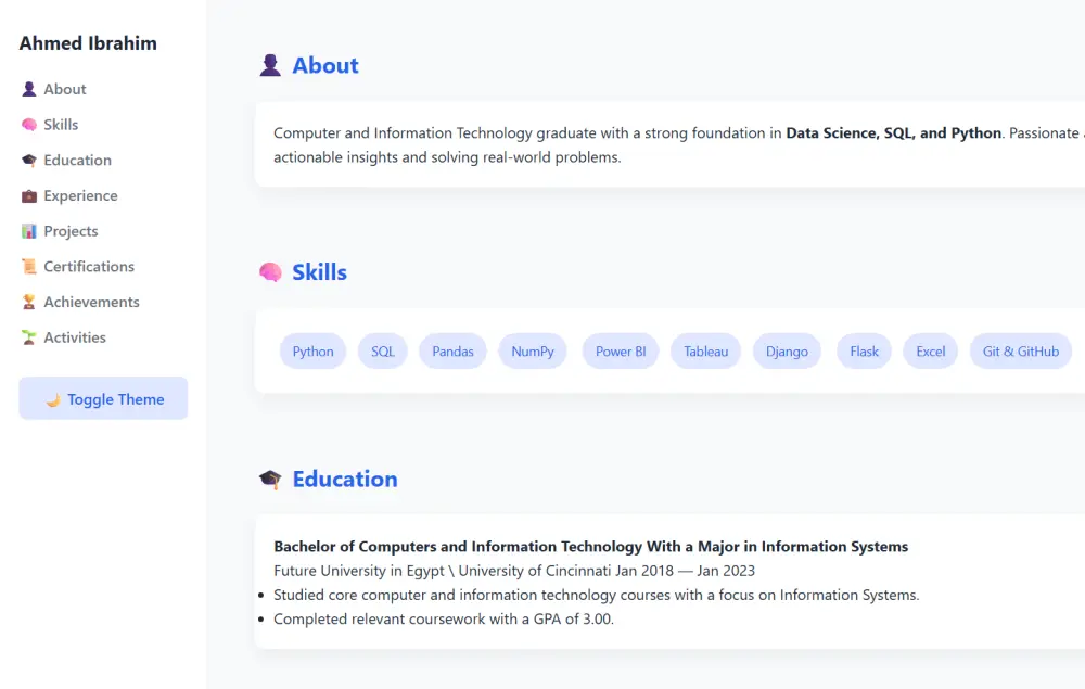بناء موقع شخصي portfolio website