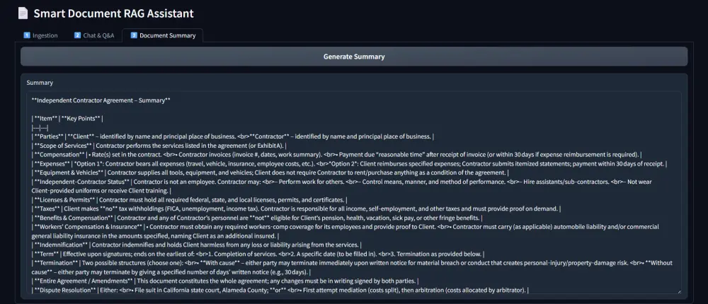 مساعد ذكي لتحليل المستندات (تلخيص وأسئلة وأجوبة من PDF وDOCX)