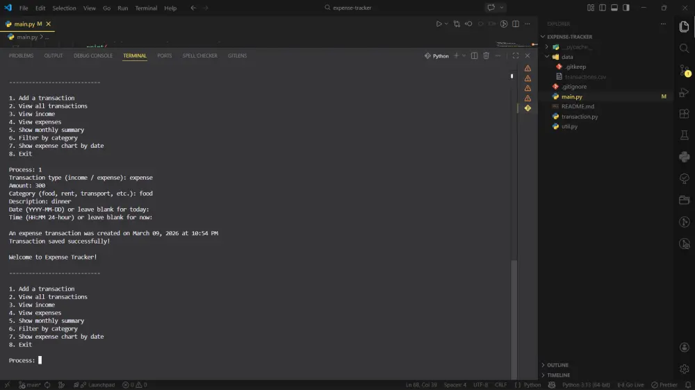 تطوير تطبيق Python بسيط (CLI) لتسجيل البيانات وإخراج تقارير