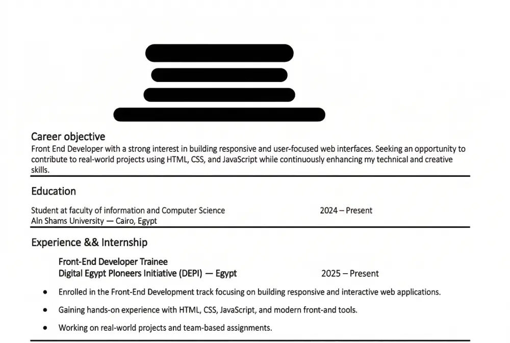 تصميم سيرة ذاتية احترافية متوافقة مع ATS
