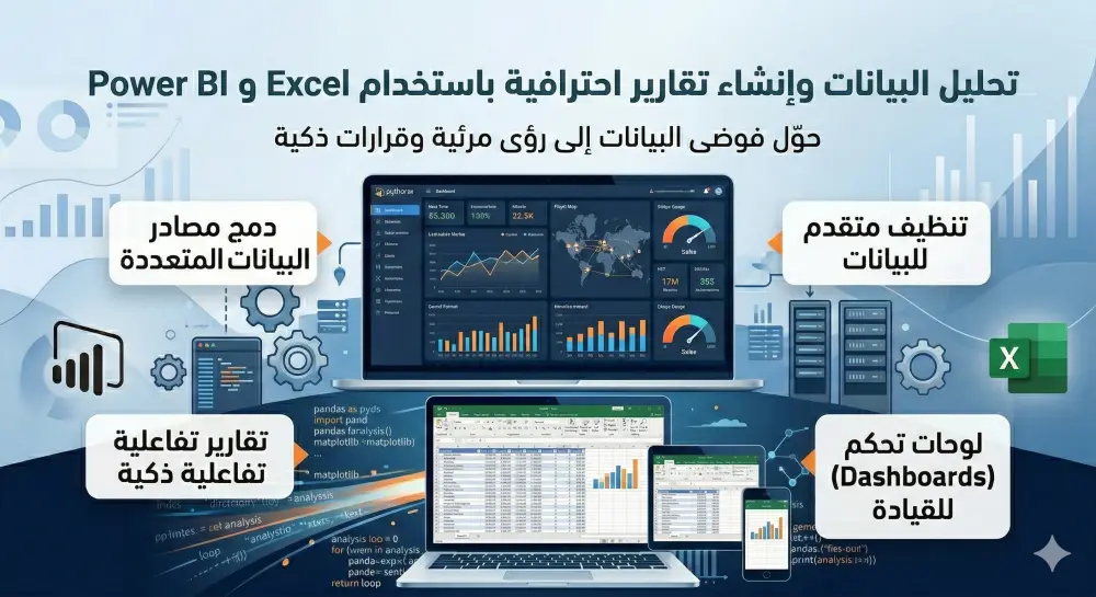 تحليل البيانات وإنشاء تقارير احترافية باستخدامExcel وPowerbi