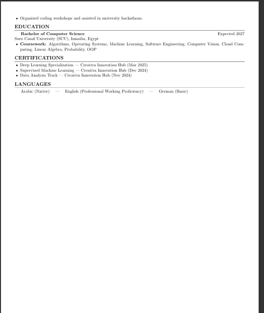 تصميم سيرة ذاتية (CV) احترافية وأكاديمية بتنسيق LaTeX