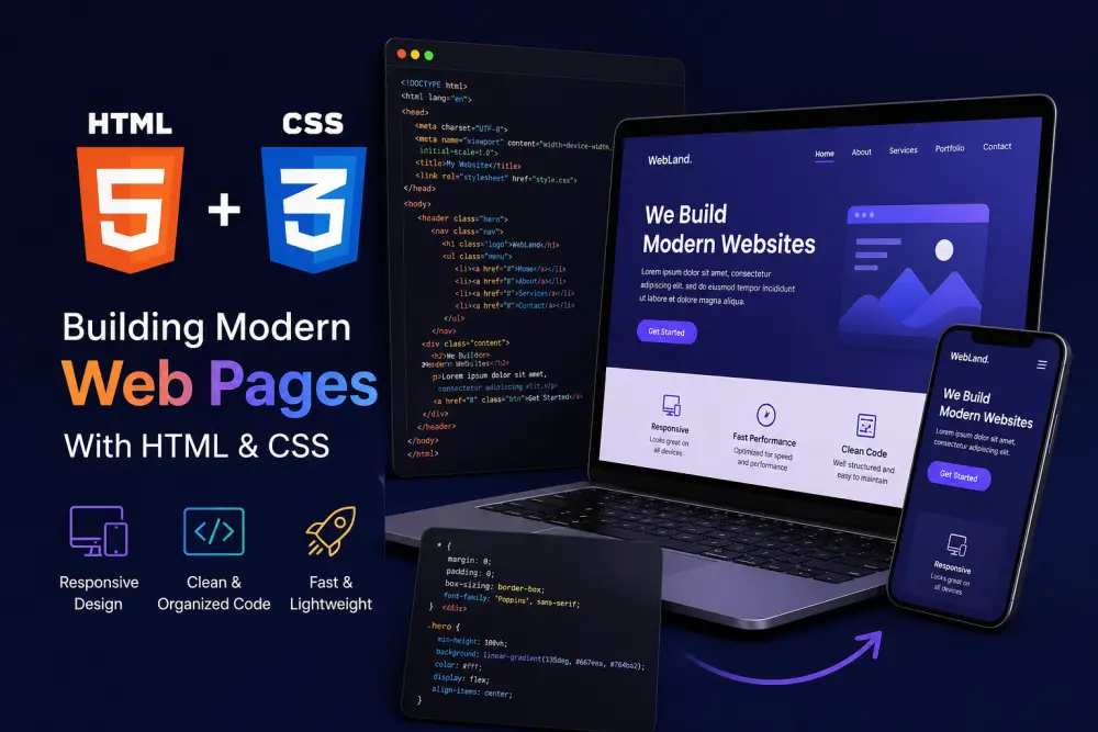 سأقوم بتصميم وتطوير صفحة ويب واحدة فقط باستخدام HTML و CSS.