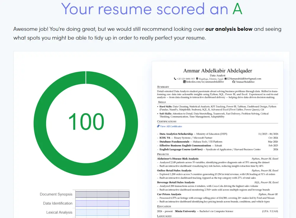 إنشاء وتطوير سيرة ذاتية (ATS-Friendly CV) بمعايير التوظيف العالمية