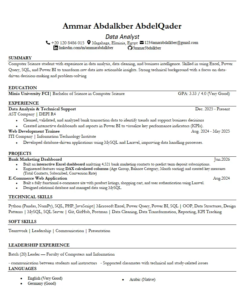 إنشاء وتطوير سيرة ذاتية (ATS-Friendly CV) بمعايير التوظيف العالمية