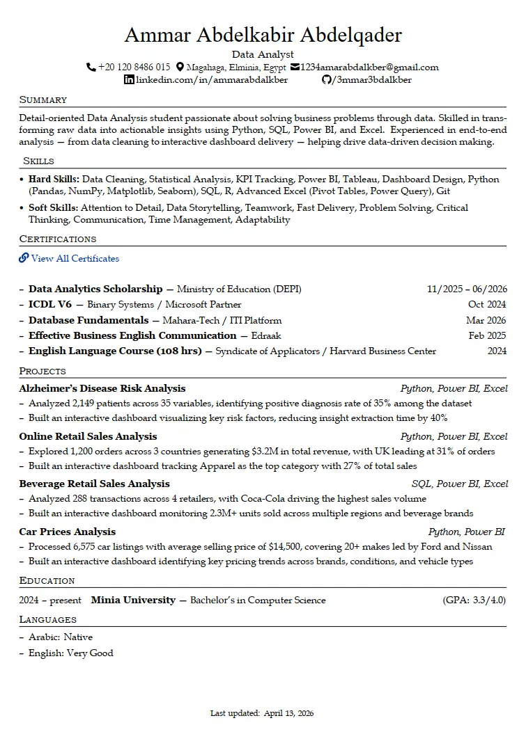 إنشاء وتطوير سيرة ذاتية (ATS-Friendly CV) بمعايير التوظيف العالمية