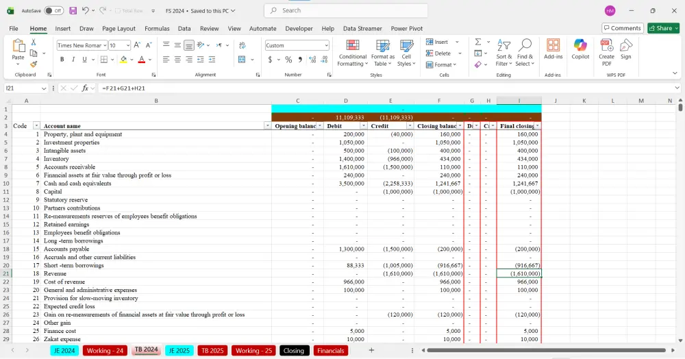 إعداد القوائم المالية باحتراف (الدخل – الميزانية – التدفقات النقدية) باستخدام Excel