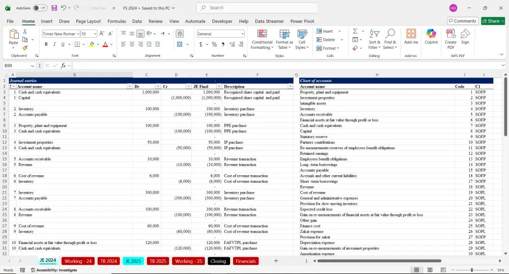 إعداد القوائم المالية باحتراف باستخدام Excel