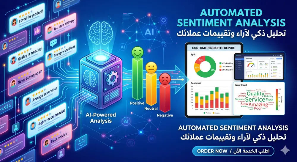 تحليل ذكي لآراء وتقييمات عملائك وتلخيصها في تقرير احترافي .