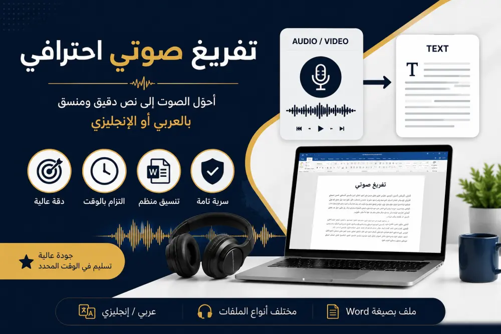 تفريغ الملفات الصوتية أو الفيديو إلى نص عربي أو إنجليزي بدقة