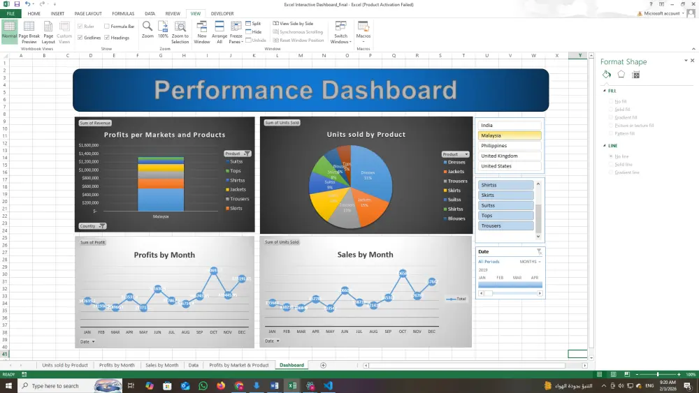 تصميم داشبورد تفاعلي احترافي Excel Dashboard- Power Bi Das