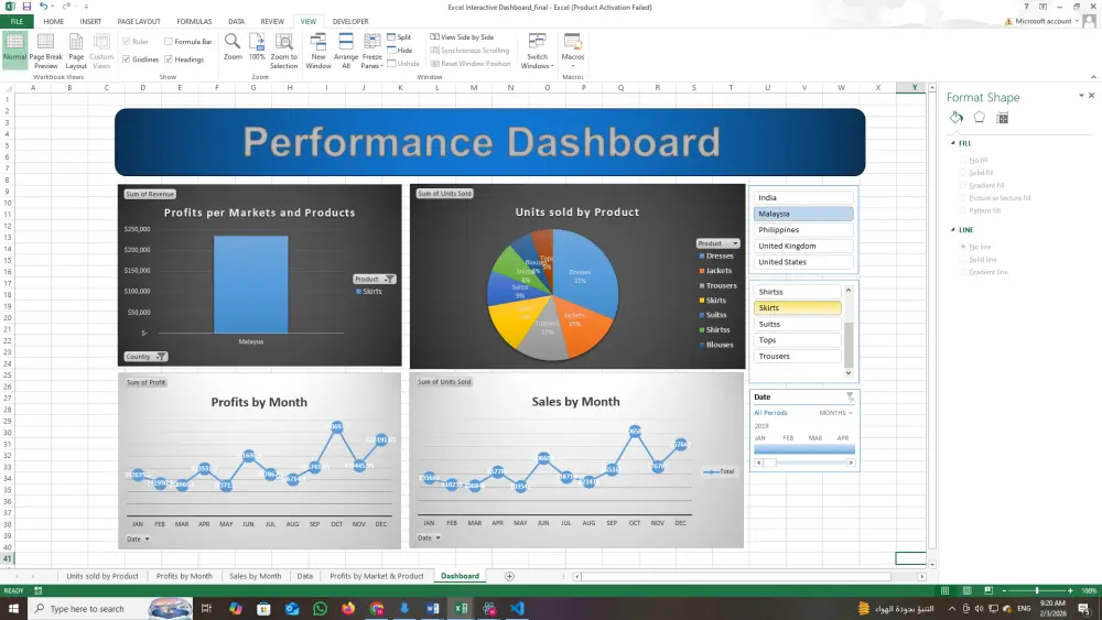 تصميم داشبورد تفاعلي احترافي Excel Dashboard- Power Bi Das