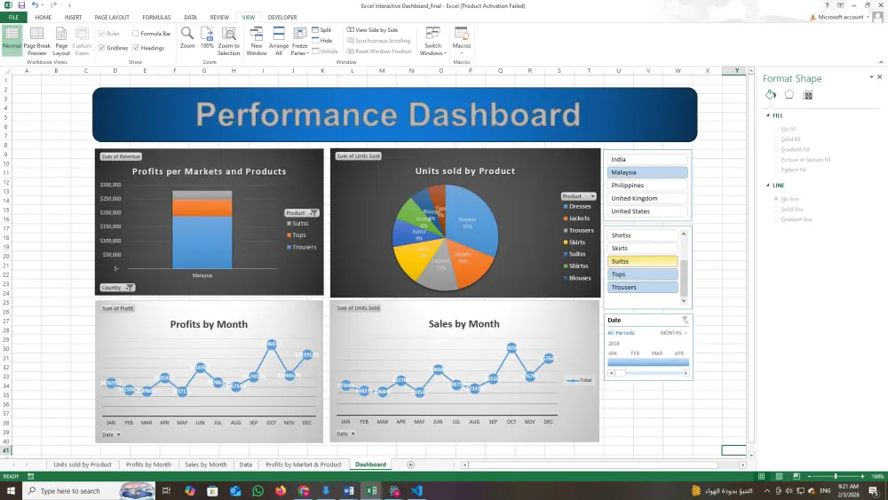 تصميم داشبورد تفاعلي احترافي Excel Dashboard- Power Bi Das