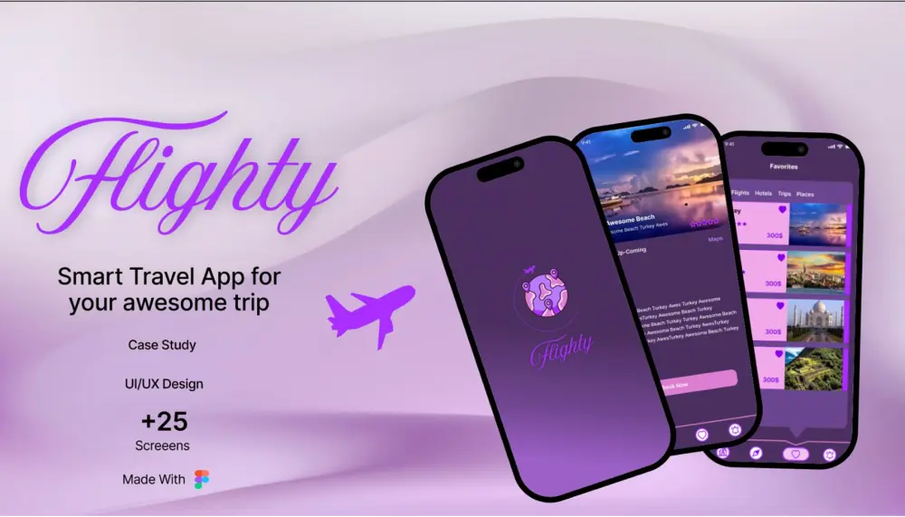 ٣٠ واجهة مصممة لتطبيق سفر وسياحة UIUX على تطبيق فيجما