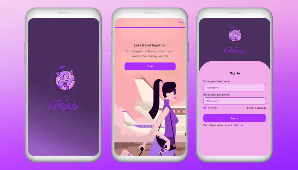 ٣٠ واجهة مصممة لتطبيق سفر وسياحة UIUX على تطبيق فيجما