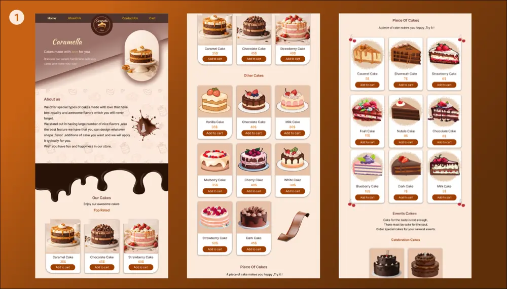 تصميم UIUX موقع ويب لمتجر كيك اونلاين