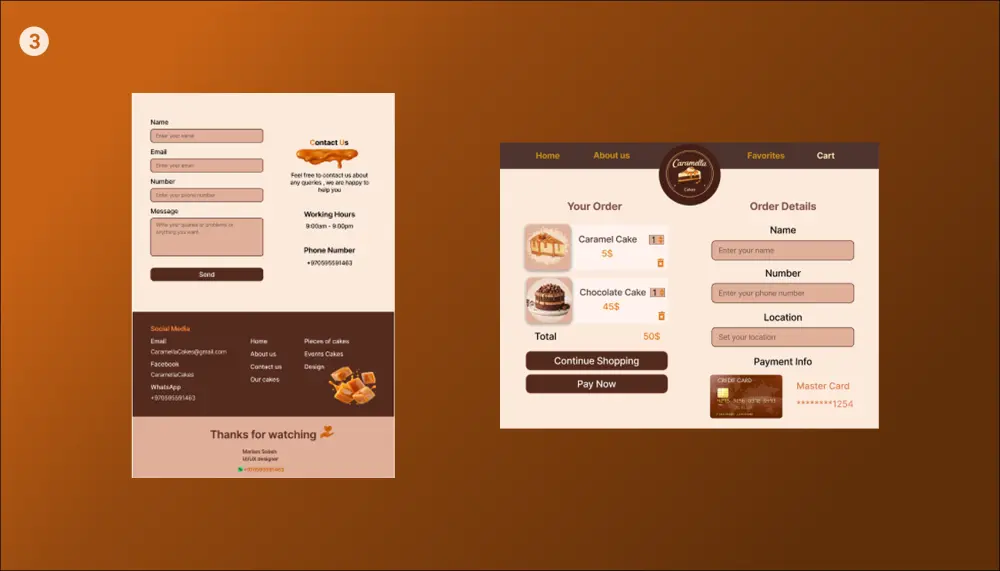 تصميم UIUX موقع ويب لمتجر كيك اونلاين