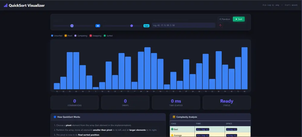 Algorithm visualizer web page