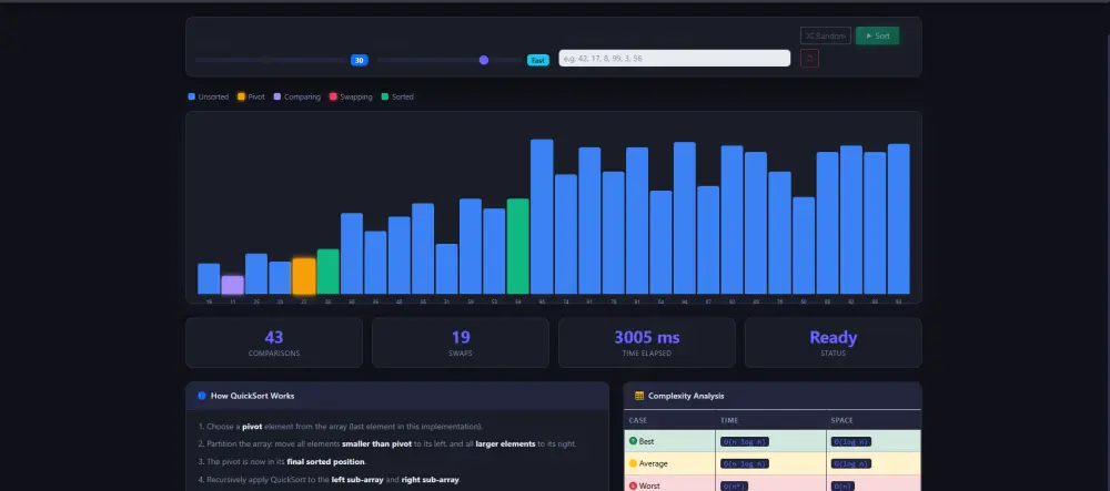 Algorithm visualizer web page