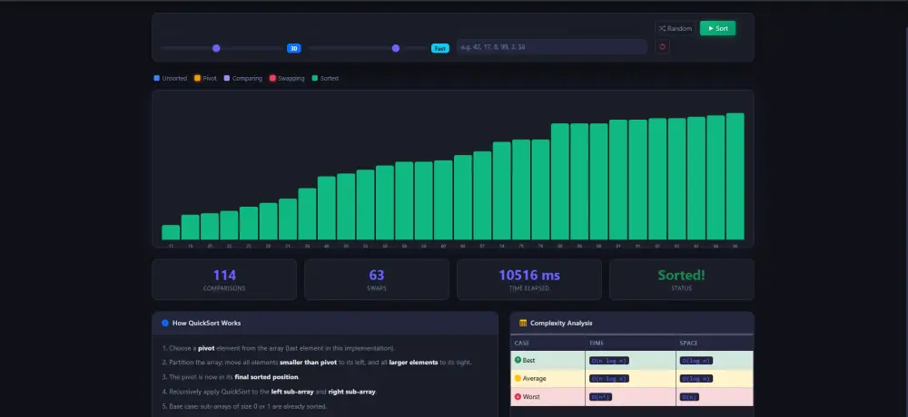 Algorithm visualizer web page