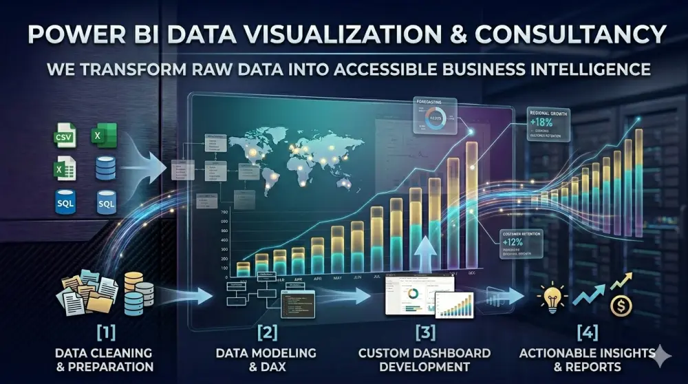 تحليل و تنظيف البيانات و بناء لوحة تحكم تفاعلية (Dashboard) باستخدام Power bi, Excel