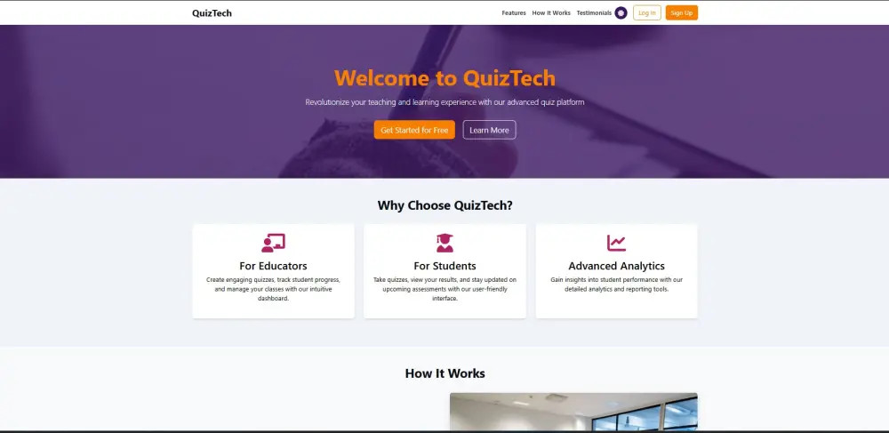 منصة QuizTech: نظام متكامل لإدارة الاختبارات الإلكترونية والعملية التعليمية