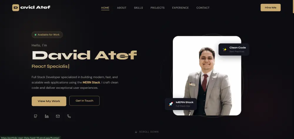 تصميم موقع بورتفوليو احترافي بـ React.js