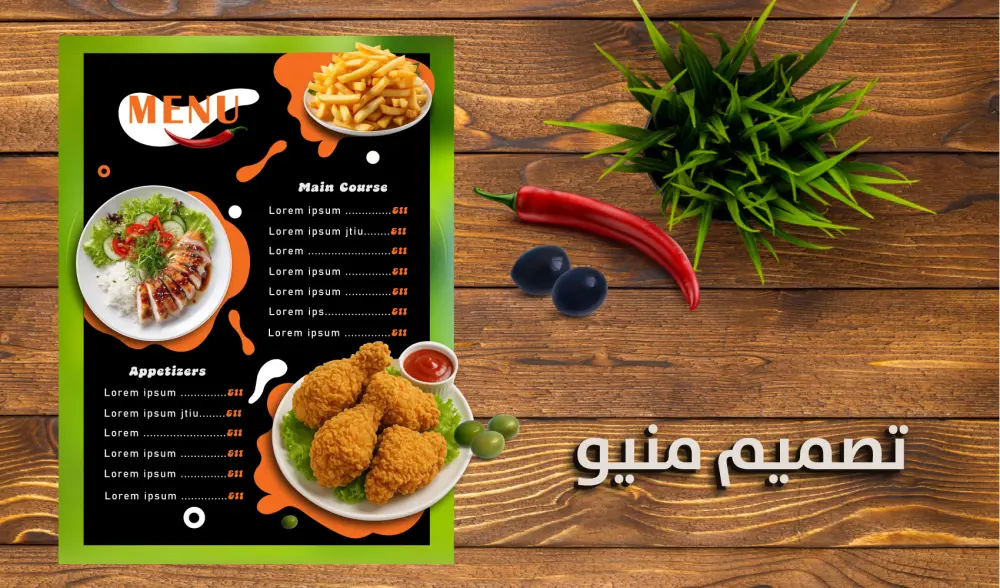 تصميم منيو مطعم أو كافيه يعكس هوية المكان