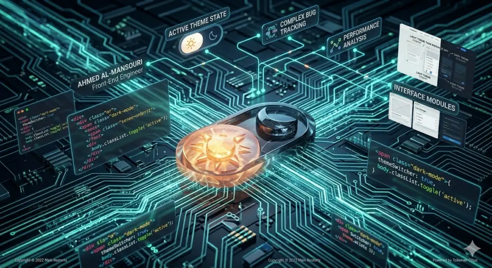 خدمة إضافة الوضع الليلي (Dark Mode) لواجهات المواقع (Front-End) بشكل منظم واحترافي لتحسين تجربة