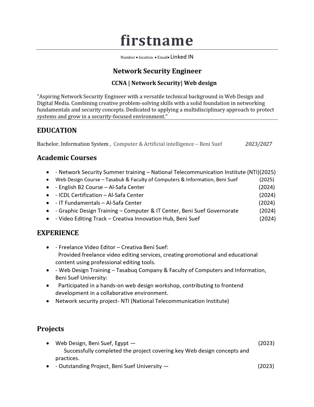 كتابة وتصميم سيرة ذاتية احترافية باللغتين العربية والإنجليزية