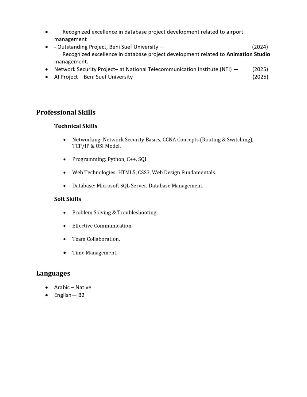 كتابة وتصميم سيرة ذاتية احترافية باللغتين العربية والإنجليزية