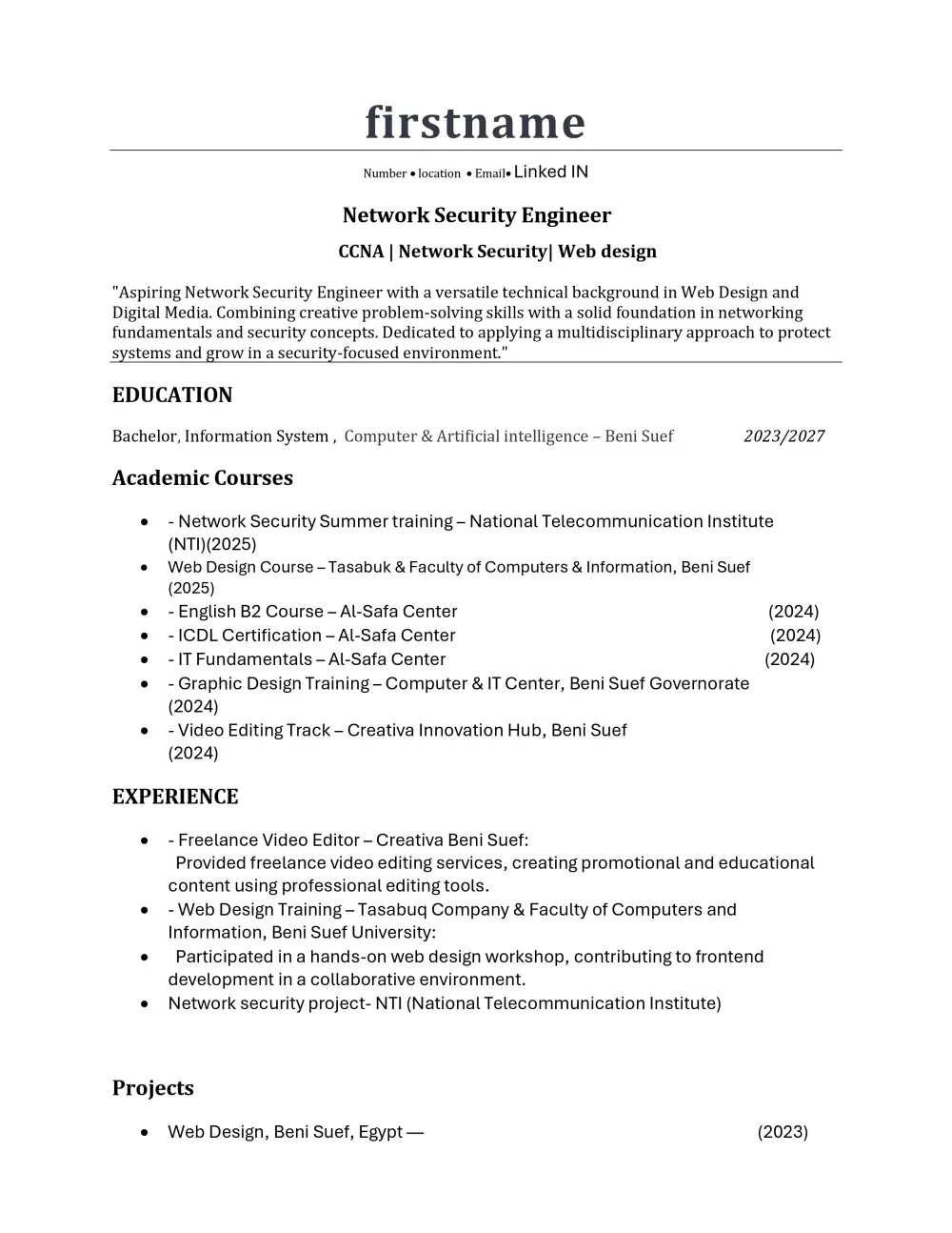 كتابة وتصميم سيرة ذاتية احترافية باللغتين العربية والإنجليزية