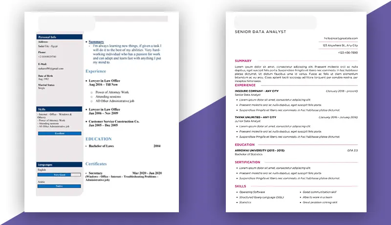 تصميم سيرة ذاتية احترافية ATS CV