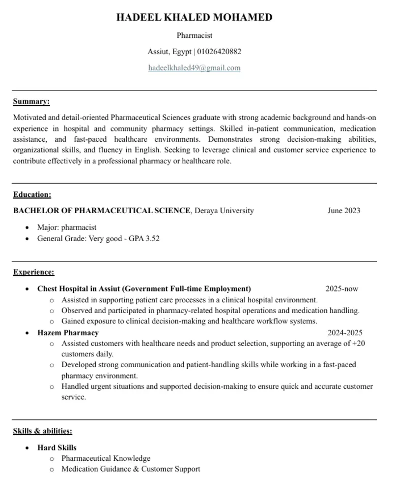 تصميم وكتابة سيرة ذاتية CV احترافية