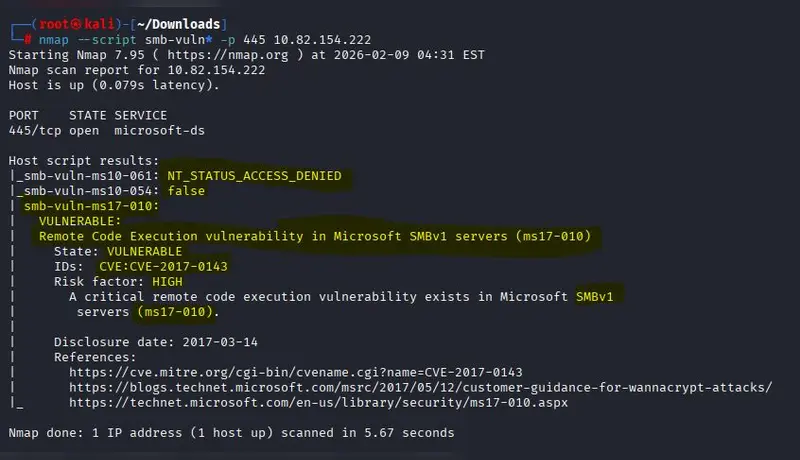 تنفيذ اختبار اختراق للشبكة و اكتشاف الثغرات